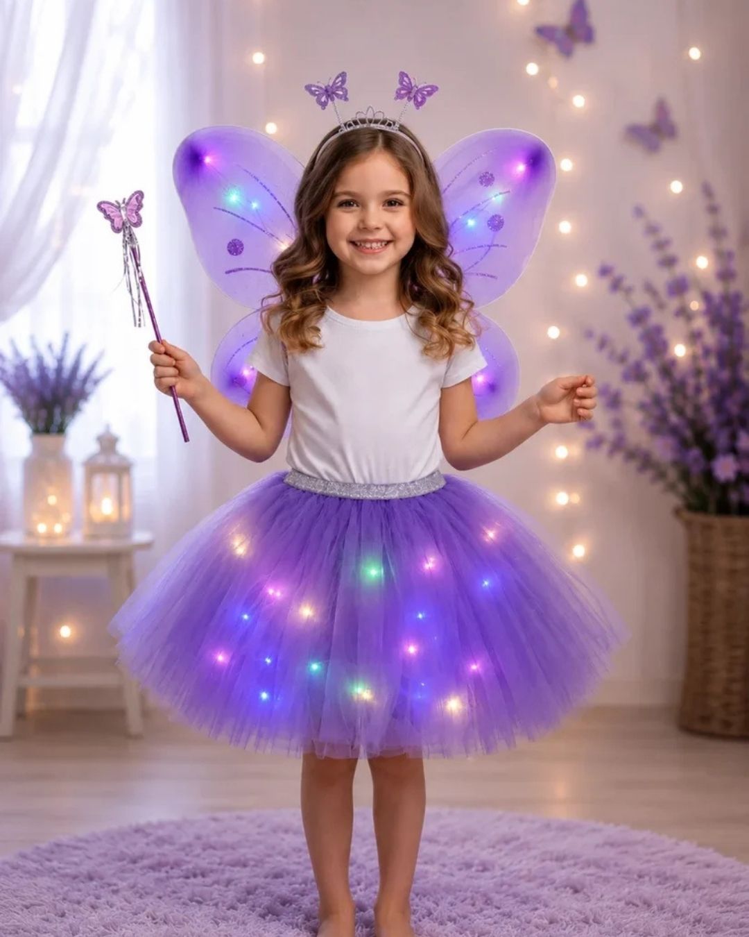 LED Işıklı Kelebek Kanatlı Peri Kostümü