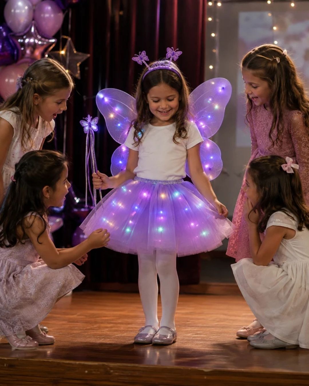 LED Işıklı Kelebek Kanatlı Peri Kostümü