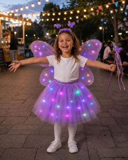 LED Işıklı Kelebek Kanatlı Peri Kostümü